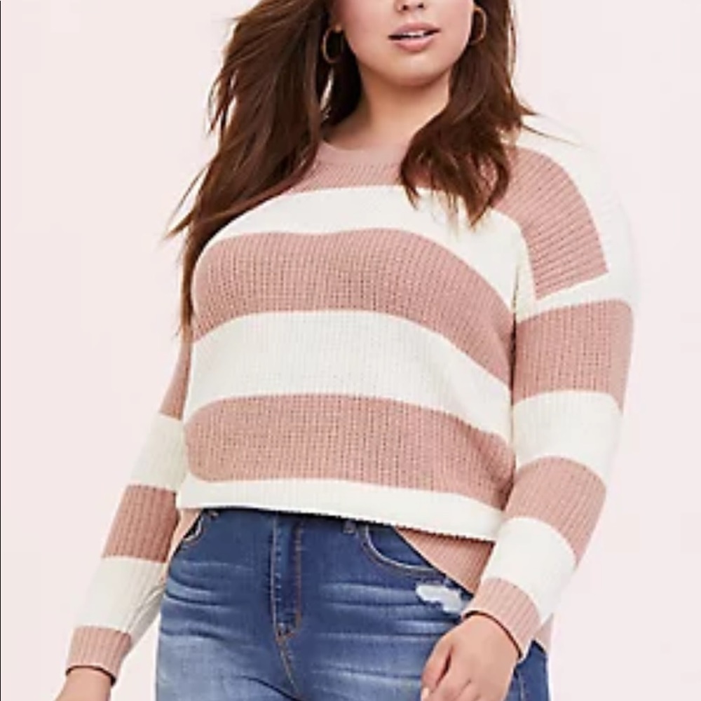 Torrid striped ribbed pullover sweater